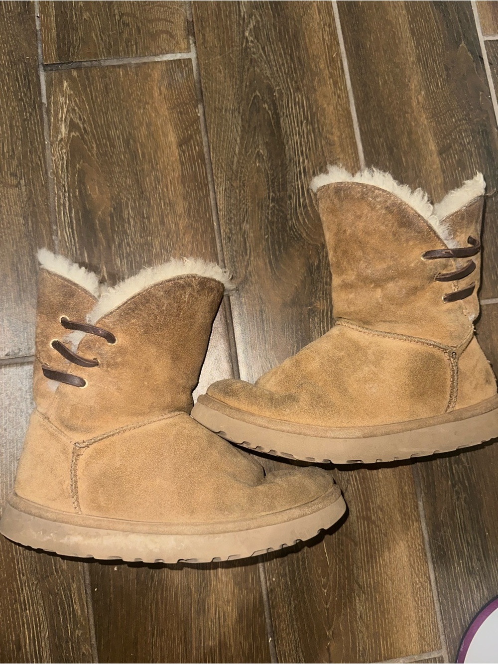 UGG Chestnut Suede Shearling Booties